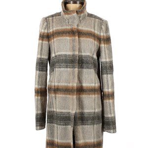 Ann Taylor LOFT Plaid Funnel Neck Coat Small